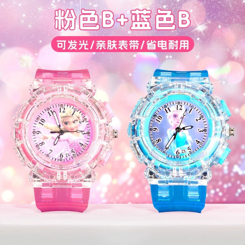 Elsa princess kids watch - girls' luminous electronic watch, cartoon toy, preschool 3-6 years old, waterproof night light