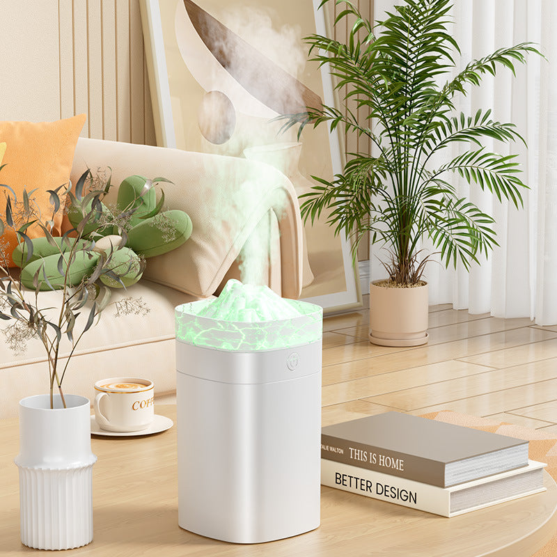 new volcano rainbow flame aroma diffuser, mini home humidifier with ambient light, usb desktop humidifier