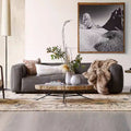 Wabi-sabi style nordic cream light luxury retro style brown straight row living room modern simple french technology cloth leather sofa