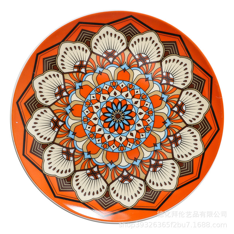 Bohemian art style new ceramic plate - creative, high-value european floral design dinner plate for home use and table setting