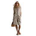 european and american cross-border summer casual fashion women's single-breasted sleeveless linen blazer and pants set