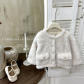 Girls' outerwear:  winter fashionable chanel-inspired warm fuzzy sweater for little girls and children
