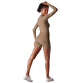 Half-open collar zipper long sleeves jumpsuit fitness sports sexy tight jumpsuit brushed nude comfortable yoga clothes