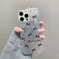 Feather yarn silver suitable for apple 16pro black bow mobile phone case iphone12/14 heart bracelet hard protective case