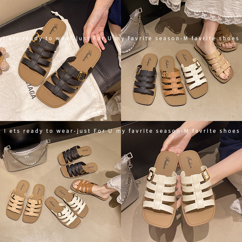 Crystal slides women's summer new fashion versatile one-strap slippers home anti-slip cross-border export popular trendy ins style