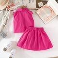 girls' european and american style solid color sleeveless denim top + summer pleated skirt two-piece set - direct from the manufacturer