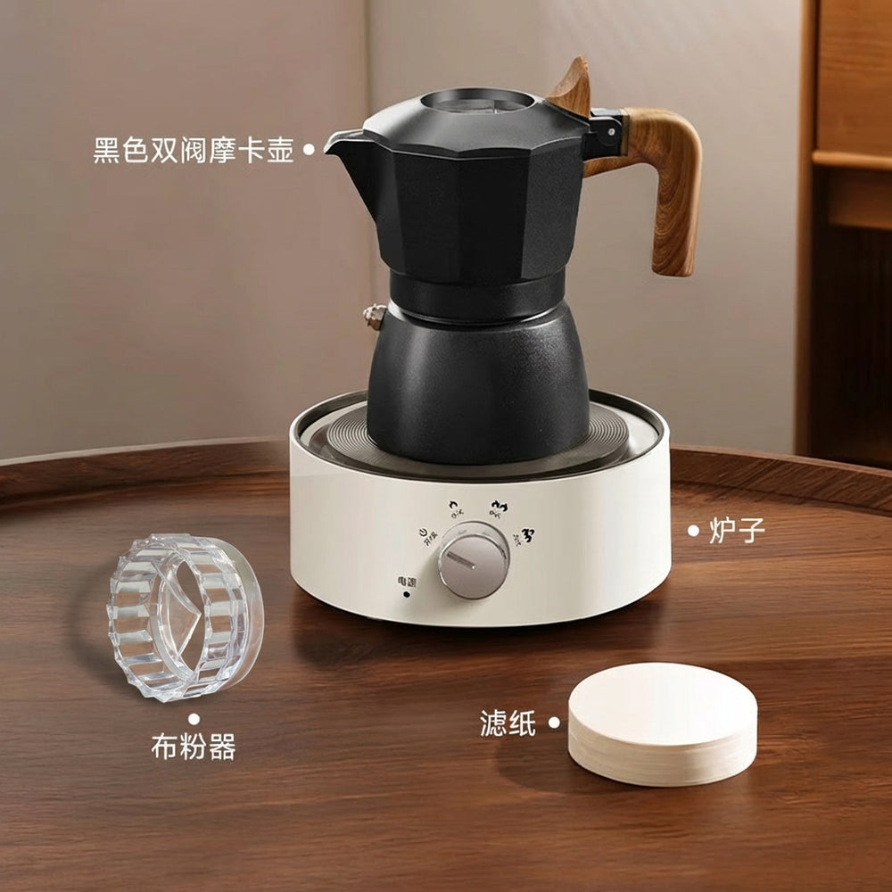 New double valve moka pot italian espresso coffee maker outdoor coffee brewing moka pot espresso coffee maker - export quality