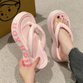 2025 platform flip-flops women's summer outdoor wear ins fashion home soft sole letter eva slippers women's non-slip