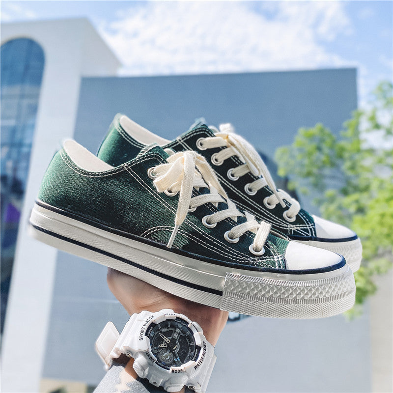 Classic 1970s low-top canvas shoes - unisex retro oiled veneer shoes - korean style student canvas sneakers for men and women