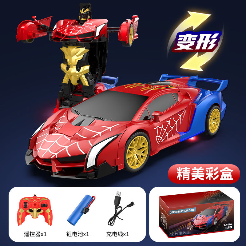 popular spider steel deformation remote control electric car 2.4g deformation remote control car kids family toy car