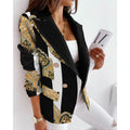 Fall and winternew arrivallong sleeves double-breasted fashioncasualprinting small suit women's silmwoolenoutwear