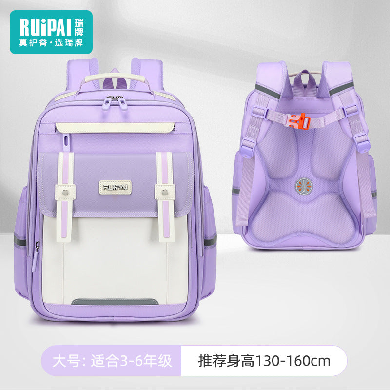 Rui brand children's schoolbag, primary school boys and girls grades 1-3, large-capacity anti-fall backpack, reduce burden cloud schoolbag