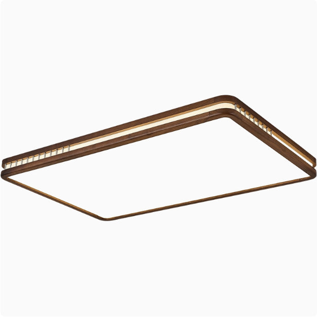 Walnut ceiling lamp New Chinese solid wood living room lamp Zen medieval style master bedroom lamp Full spectrum dining room lamp