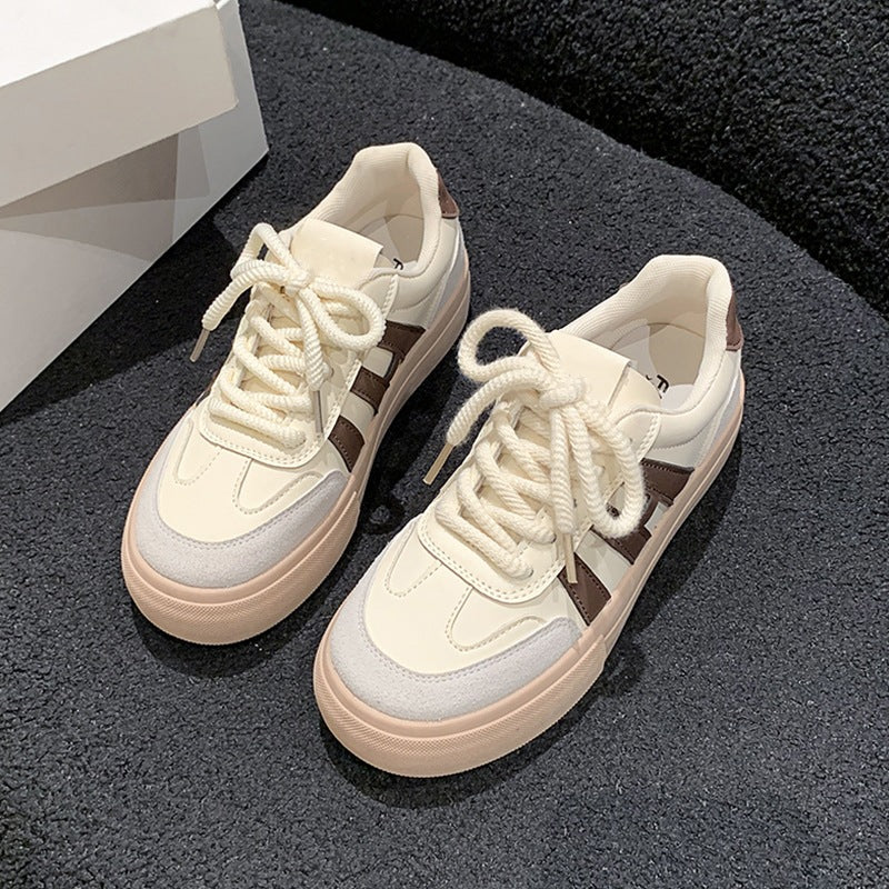 Niche style original design thick solewhite shoes women's 2025spring & fallnew arrival german training shoes retro sneakers sports casual shoes