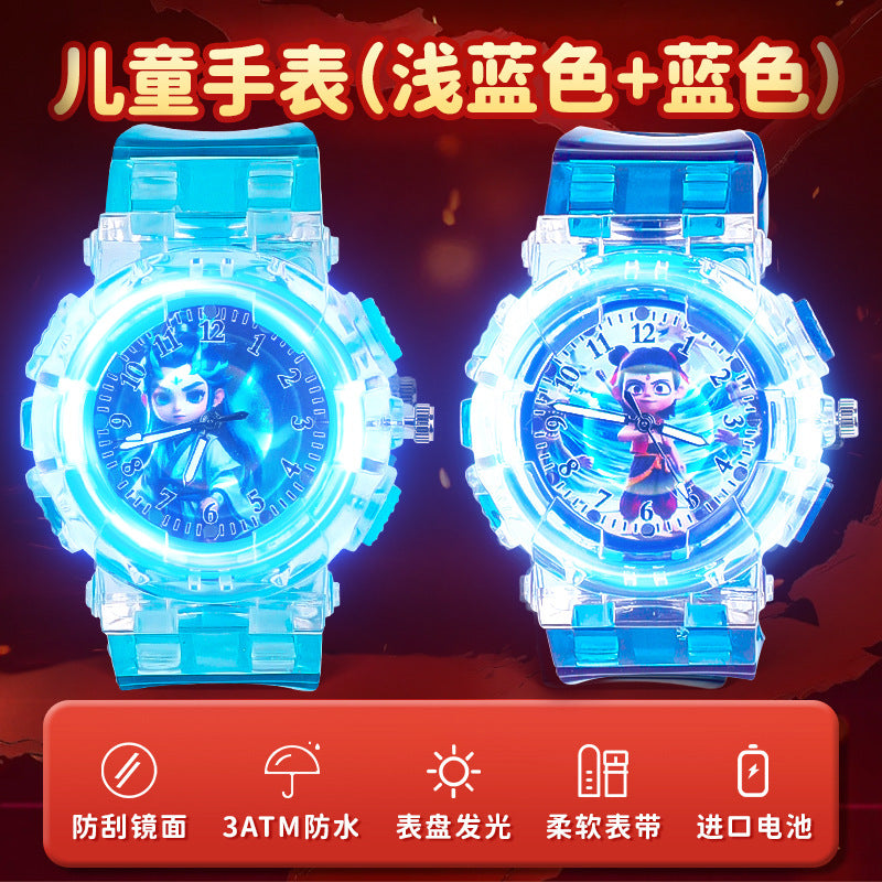 Nezha ao bing children's toys luminous digital watch, durable and waterproof, suitable as a gift for 3-year-old kindergarten children, boys and girls