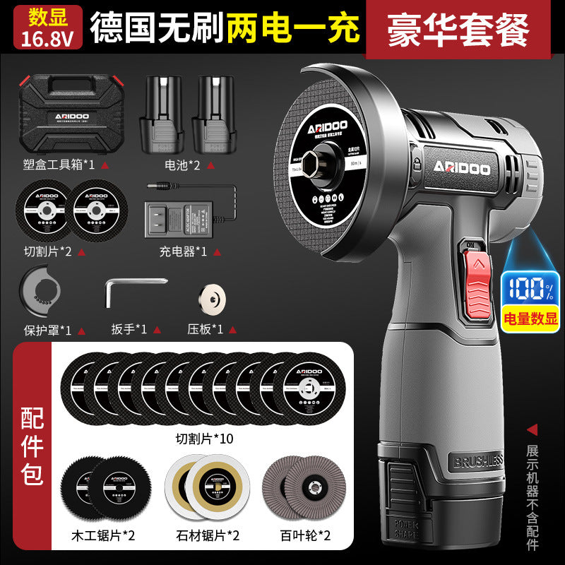 Brushless rechargeable mini angle grinder household lithium battery grinder grinder multi-function hand grinder cutting machine