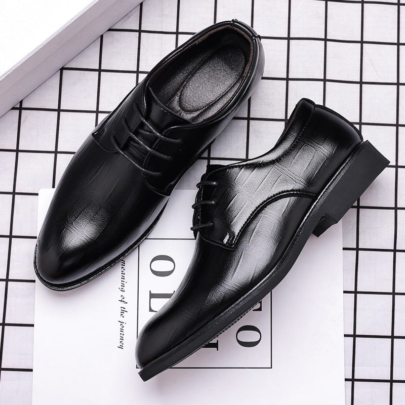 British style pointed-toe men's leather dress shoes - casual, trendy, formal, lace-up, korean style, wedding shoes - dropshipping available