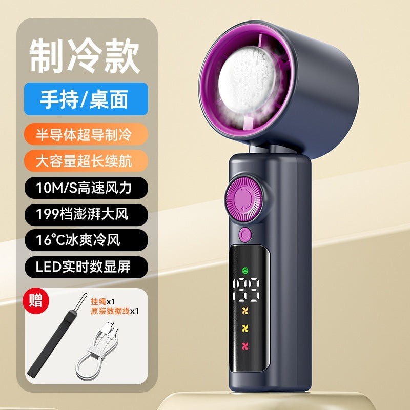 2026 new handheld neck fan with digital display, usb rechargeable, mini portable outdoor camping fan - powerful wind, low power consumption