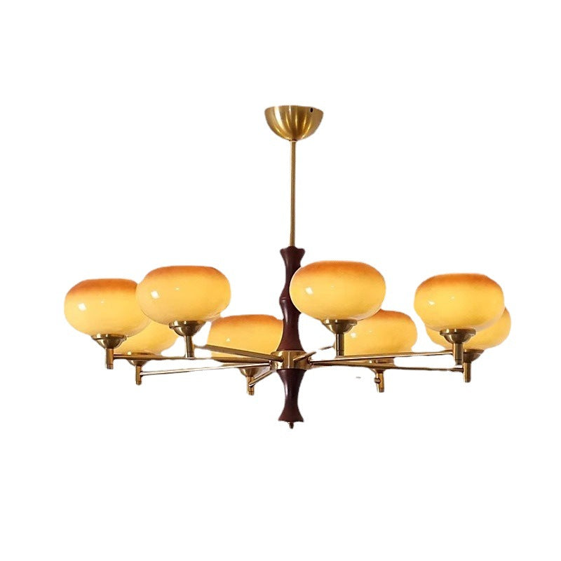 Wabi sandy wind medieval vintage persimmon living room chandelier bedroom study dining room solid wood cream wind Zhongshan lamps