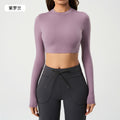Women's yoga top - compression fit, sleeveless, no padding, long sleeve t-shirt, workout top, crop top for defined abs - daw173