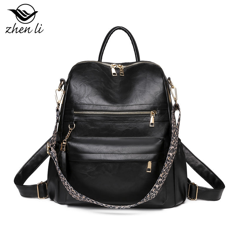 Cross-border bags backpack large capacity trend retro backpack soft leather dual-purpose shoulder bag women's backpack