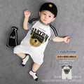 Summer short-sleeve romper for baby boys - newborn infant summer outfit, baseball style, trendy first birthday clothes for baby boys