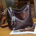 Vegetable tanned first layer cowhide women's bag shoulder women's bag fashion multi-compartment large capacity practical bucket bag soft leather