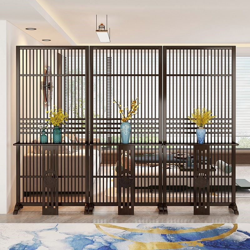 New chinoiserie screen partition living room for home blocking grids solid wood foldablemovable entrance hall office seat screen