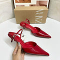 Za2025summernew arrival pointed toe daily casual high heels red stiletto toe back strap easiest for match sandals for women