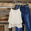 summer new arrivals: european and american style women's v-neck double-layer ruffle camisole - slimming inner layer top
