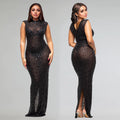 C7113 cross-border   fashion women's hotfix rhinestone sexy bodycon mini dress