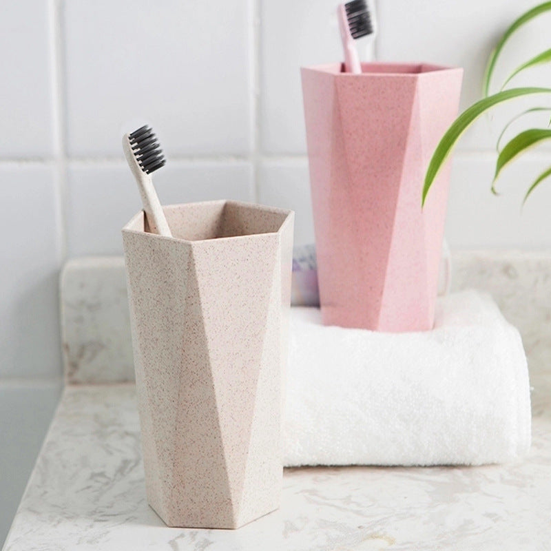 Wheat straw is fresh, rhombus cup brushing cup mouthwash cup, couple toothbrush cup washing cup simple candy color