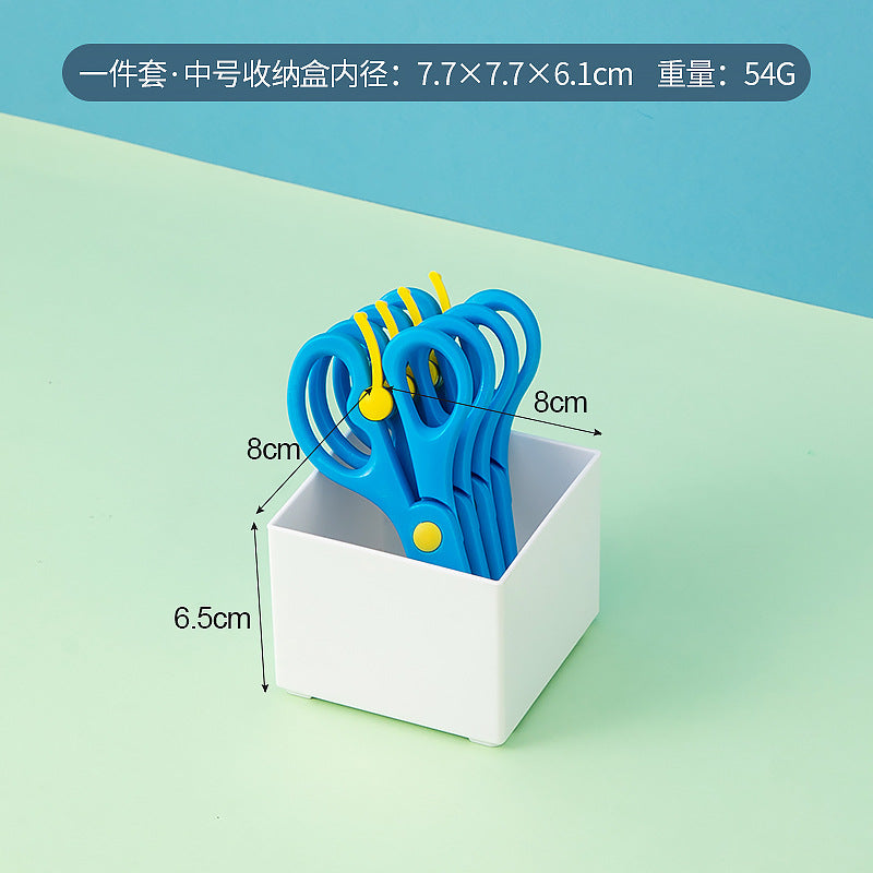 Desktop Stationery Handmade Scissors Storage Box Transparent Mini Household Multifunctional Detachable Grid Portable Storage Box