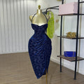 European and american cross-border women's fashion:  summer new arrivals - sexy and elegant halter neck, backless, high-waisted, ruched bodycon dress