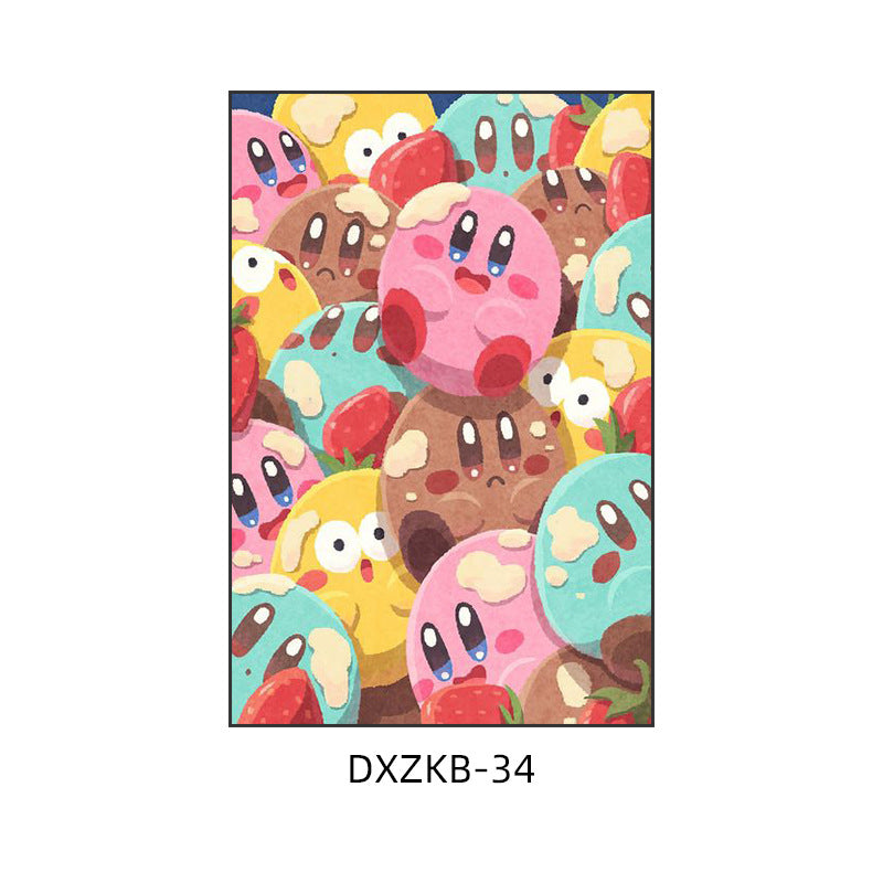 Star Kirby decorative painting pink girl bedroom children's room hanging painting cartoon animation cute princess bedside mural
