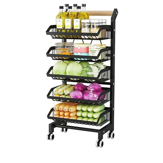 Shelf kitchen floor seasoning vegetable storage rack trolley sundries storage rack adjustable multi-layer trolley