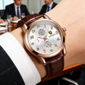 New arrival fully automatic men's fashion quartz watch belt watch middle school business men's watch mencasual chronograph watch