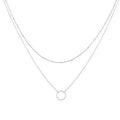 European and american cross-border wholesale jewelry minimalist round ring double layer necklace copper bead chain clavicle chain gold circle pendant necklace