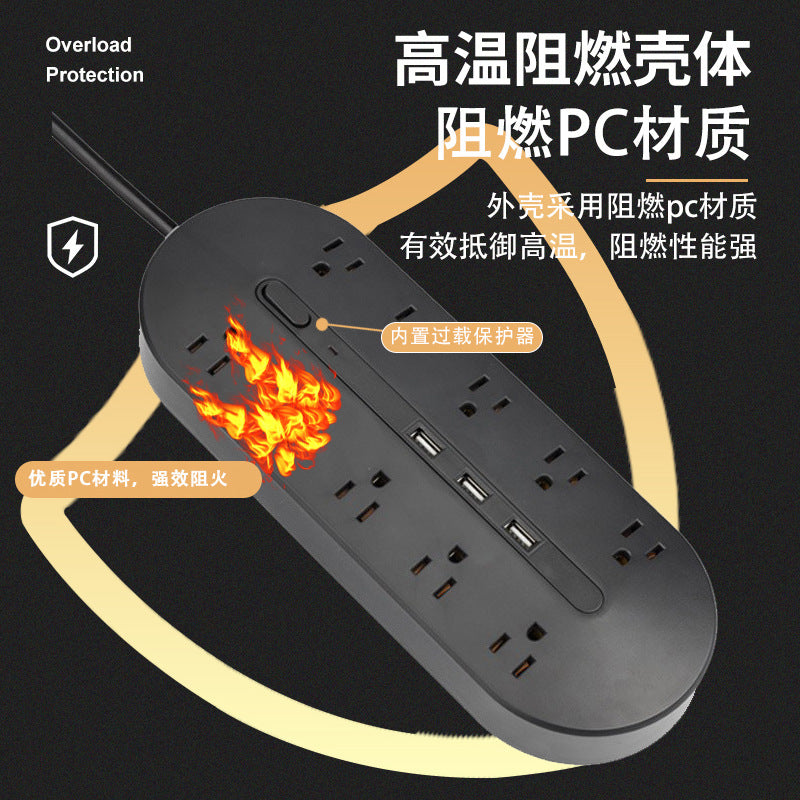 Porous switch wiring socket, home office multi-function plug-in board with 3USB British standard American standard smart socket