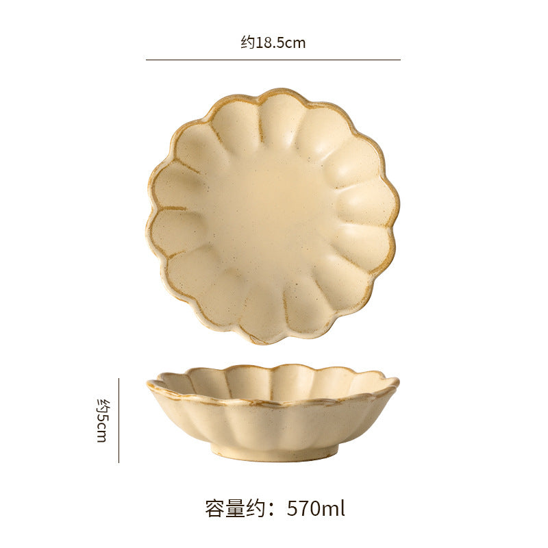 Clay salad bowl dessert soup bowl restaurant hotel high-value retro style tableware for home fruit plate noodle bowl cold bowl