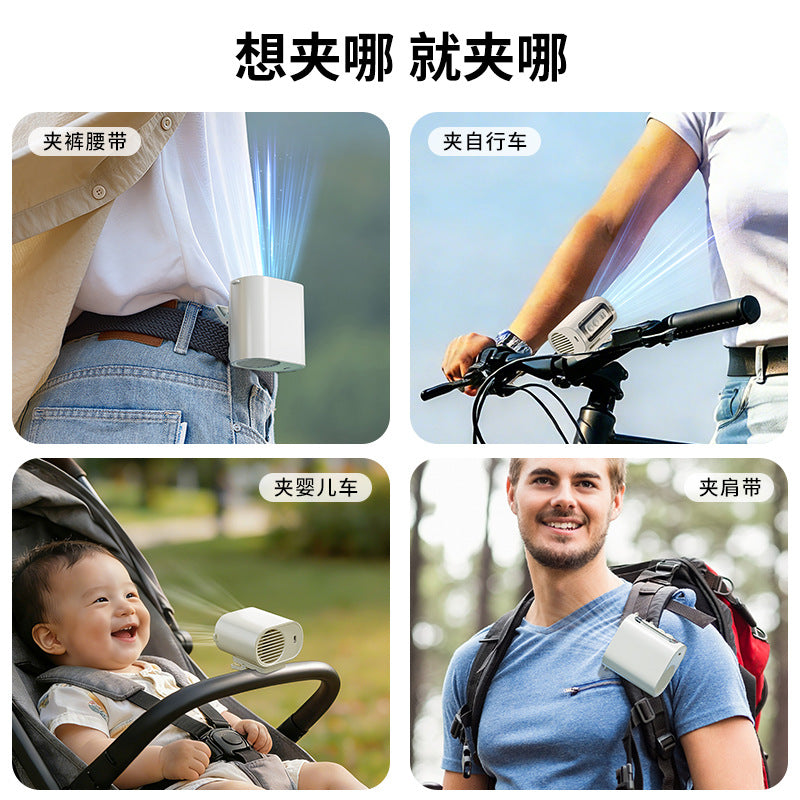 new product outdoor waist fan multi-functional portable mini high-speed clip umbrella small fan factory direct supply