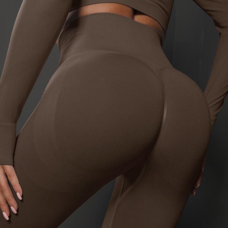 New arrivalknitting seamless peach butt tight yoga pants women's high waist butt showing running sports fitness pants processing personalized