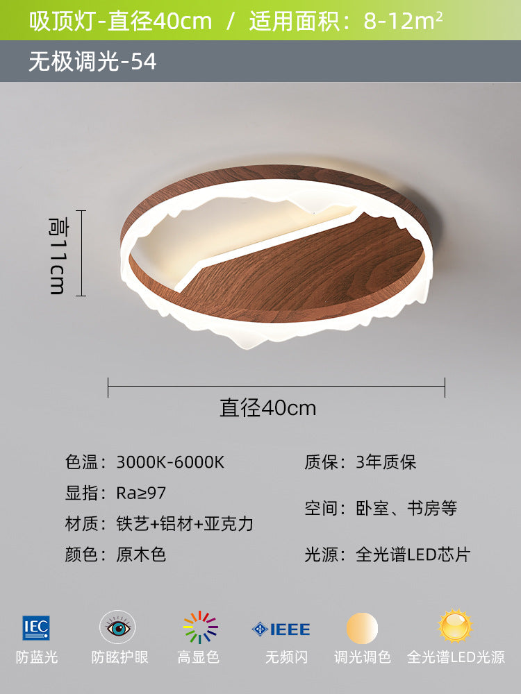 Bedroom ceiling light modern minimalist full spectrum eye protection walnut color retro warm romantic master bedroom room lighting