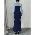 code new arrival  women's original elegancecontrast color lapel silmdress