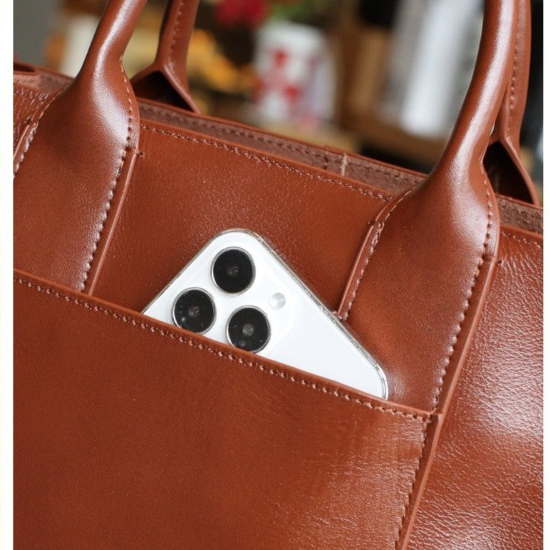 2025 new large capacity bag spring/summer fashionable elegant work commute genuine leather crossbody tote handbag - direct sales