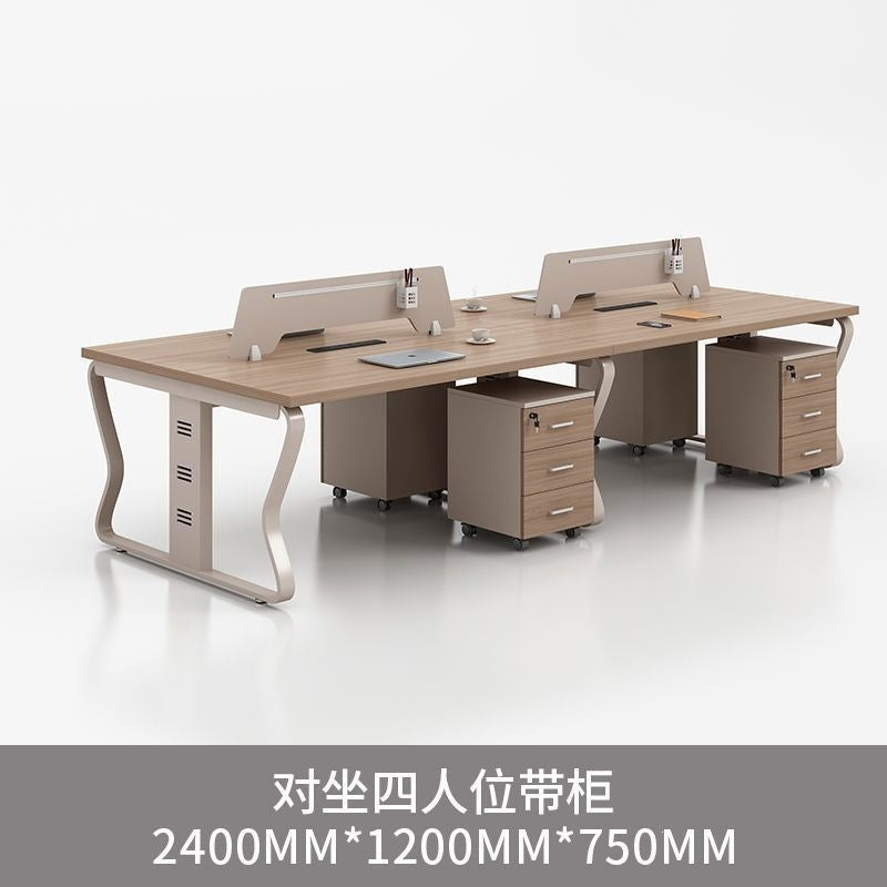 Computer desk and chair set - modern minimalist conference table for meetings, partitioned multi-person office desk for employees