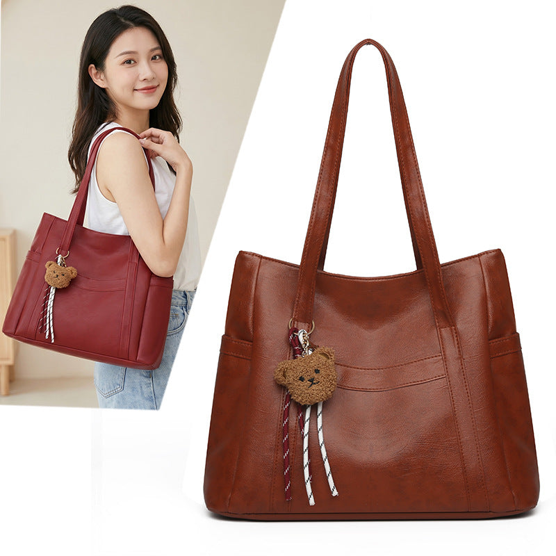 Large capacity fashionable versatile tote bag for women - 2026 spring retro new style casual commuter shoulder bag