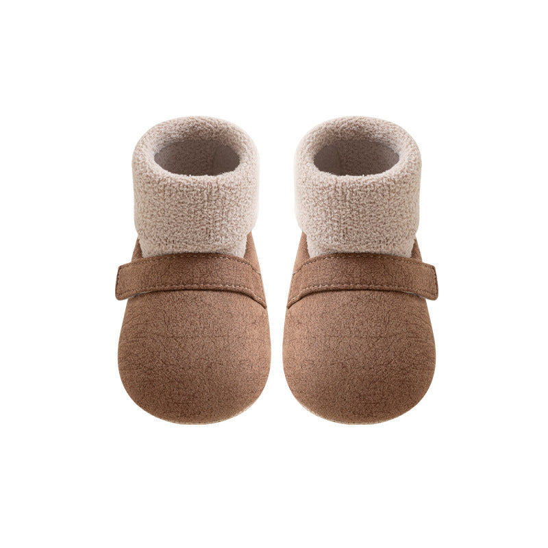 Babycare autumn/winter baby shoes, first walker shoes, non-slip soft sole shoes & socks, indoor baby toddler cotton shoes, cartoon coral fleece