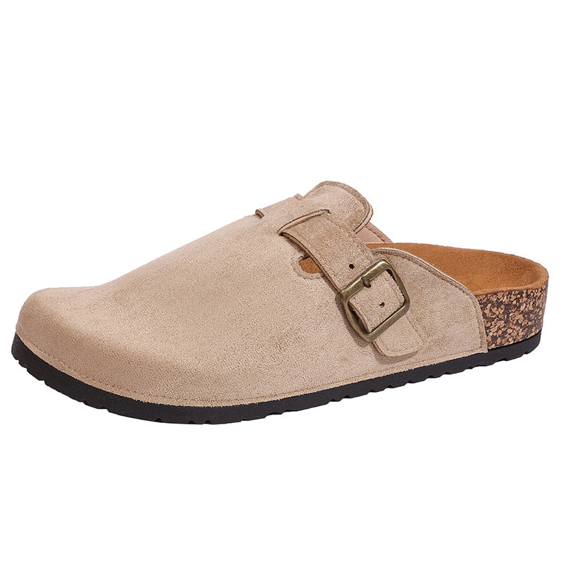 Cross-border Kenbo Bantao men's 2025 summer new cork-soled bag head cool tray shoes women wear lazy flat-soled single shoes