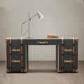 Industrial style office desk and chair combination american retro metal table creative aluminum leather studio office boss table aluminum leather
